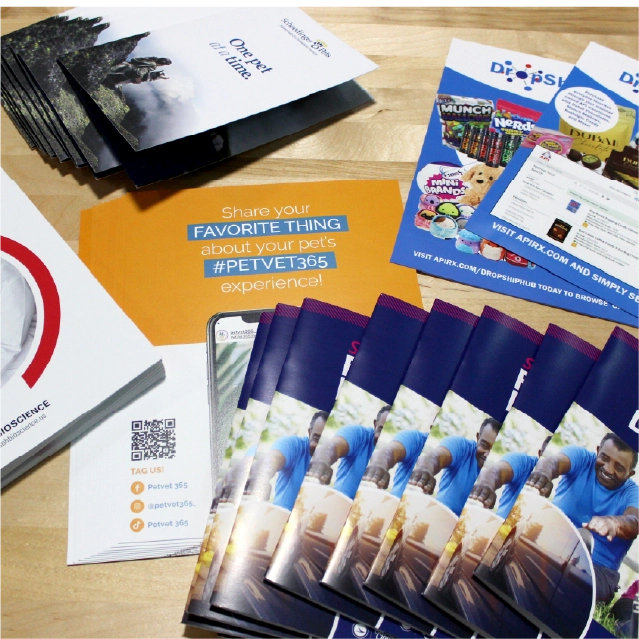 Printed brochures, catalogs, and marketing materials