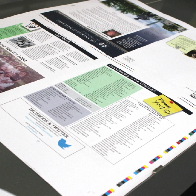 Large-format printed sheet on press inspection table