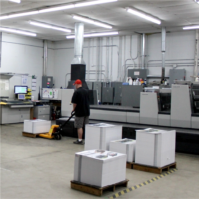 Commercial printing facility with offset presses