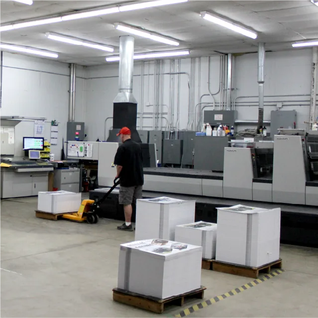 Commercial printing facility with offset presses